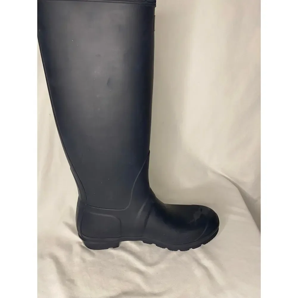 Hunter Original Womens Tall Rain Boots Navy Blue Size 11 Snow Waterproof EUC